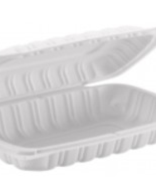 Model : TY61-PP-HC-663 | 6x6x3" White PP Hinged Container 